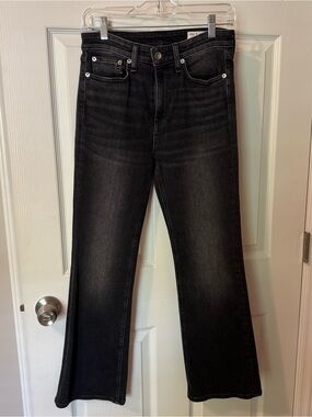 rag & bone Faded Black Wide-Leg Cropped Jeans